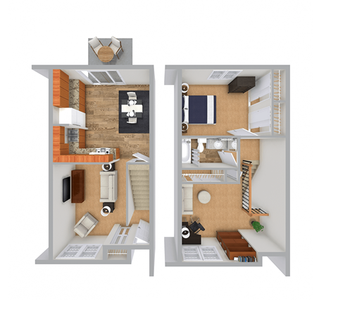 Floor plan for 1 bed, 1 bath, 960 sqft